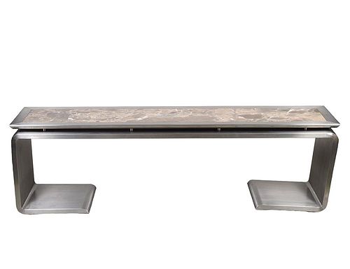 CONTEMPORARY POLISHED METAL CONSOLE TABLE