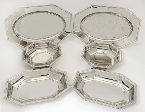 SET OF SIX JEAN DOUZON SILVER PLATED DISHES