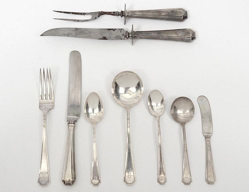 EIGHTY-ONE PIECE STERLING SILVER PART FLATWARE SET