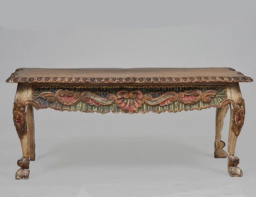 NEO-CLASSICAL STYLE PAINTED OAK LOW TABLE