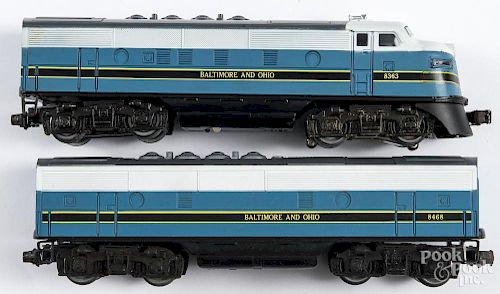 Lionel 8363 train engine and 8463 car.