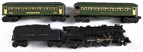 Lionel four-piece train set, to include a 1666 engine and tender, a 2640 Pullman car