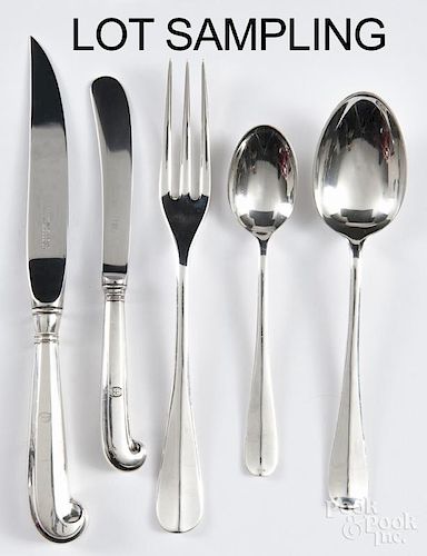 Fifty-six pieces of Williamsburg reproduction sterling silver flatware, by Stieff, 58 ozt.