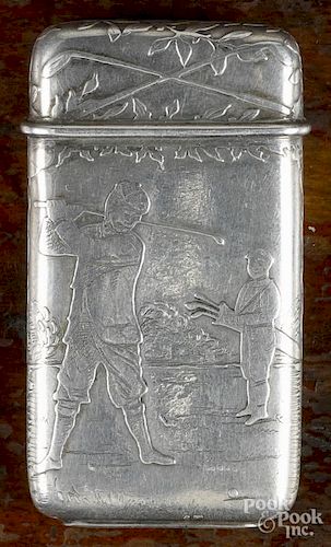 Tiffany & Co. sterling silver golf match vesta safe, ca. 1900, 2 1/4'' l.