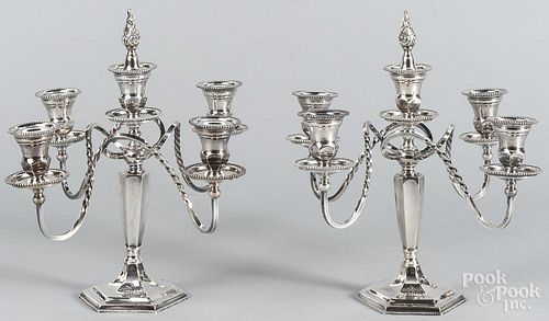 Pair of silver-plated candelabra, 14 3/4'' h.