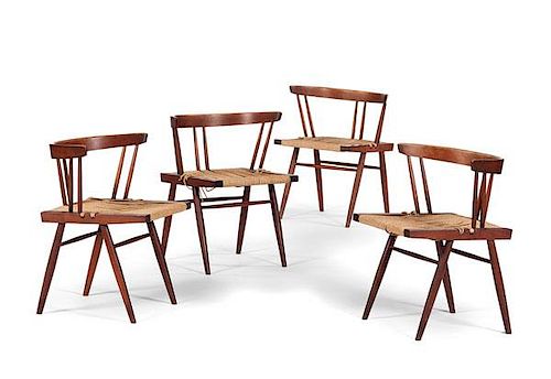 George Nakashima Grass-Seated Chairs 