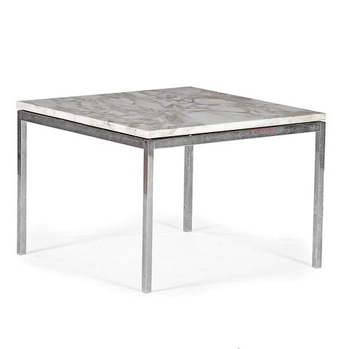 Chrome and Marble Side Table Attributed to Florence Knoll 