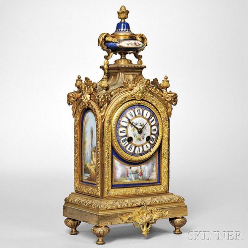 Gilt-brass and Porcelain Mantel Clock