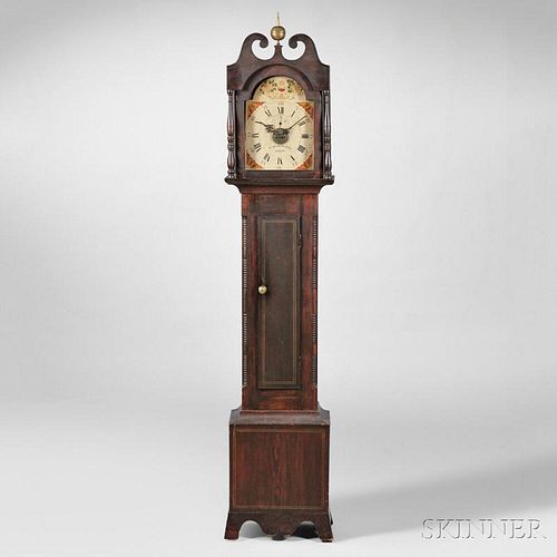 Grain-painted William Leavenworth Wood Movement Tall Clock with Alarm