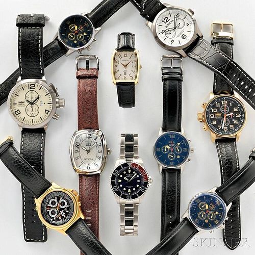 Seven Invicta and Three Fila Wristwatches