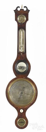 English mahogany banjo barometer, 19th c., inscribed Bossi Battle, 38 1/2'' h.