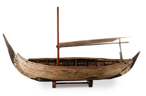 Folk Art Carved & Polychromed Boat, Early 20th C.
