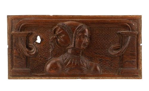 19th C. Netherlandish Carved Relief Panel, Woman