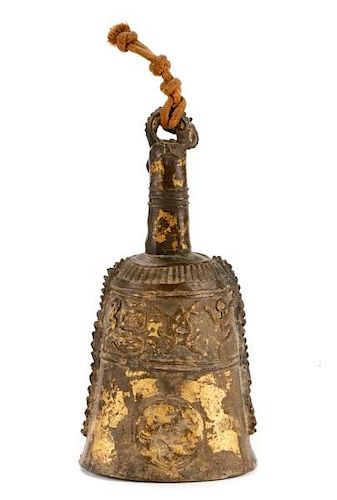 Japanese Bronze Bell with Dragon Motif Handle