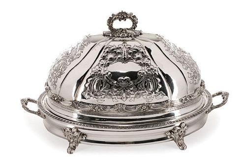 Impressive Silverplate Covered Meat Chafing Dish