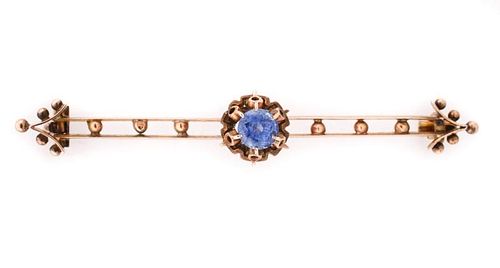 Ladies Ceylon Blue Sapphire Pin, Circa 1920s