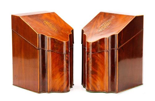 Pair of George III Period Inlaid Knife Boxes