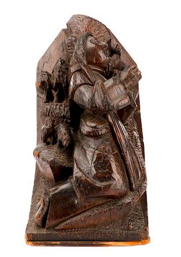 16th C. Flemish Carved Oak Corbel, St. Nicholas
