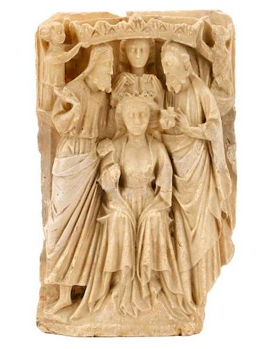 15th C. English Alabaster, Coronation of Mary