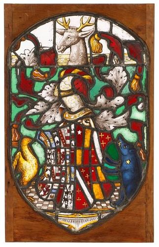 Armorial Stained Glass Panel, After Fawsley Hall