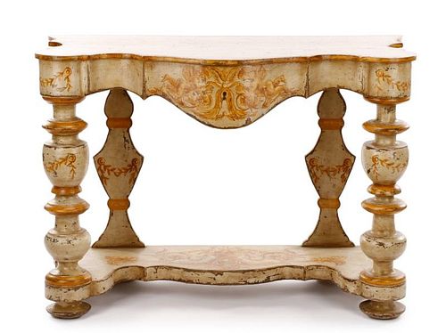 Baroque Style Polychrome Console Table
