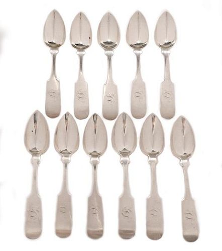Set of 11 New York Georgian Silver Spoons c.1850