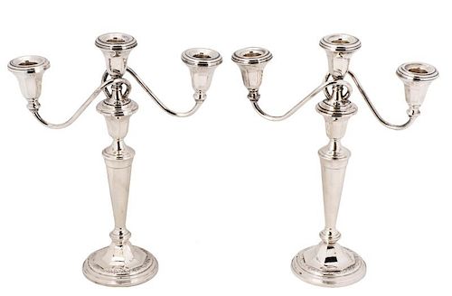 Pair of Sterling Weighted Candelabra, F. Whiting