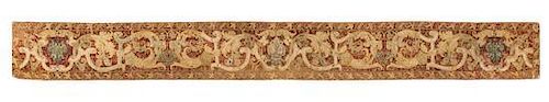 * A European Embroidered Velvet Panel or Table Runner Length 99 x width 10 1/2 inches.