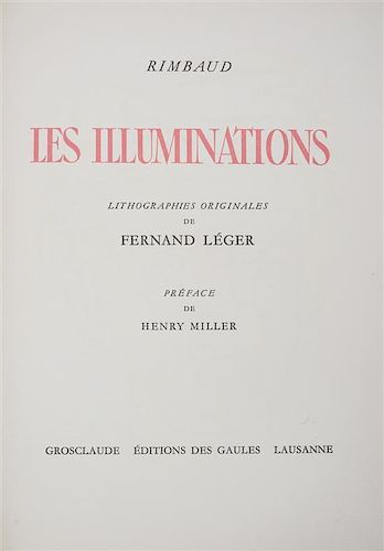 * (LEGER, FERNAND) RIMBAUD, ARTHUR. Les Illuminations. Lausanne, 1949. Limited, signed. Finely bound.