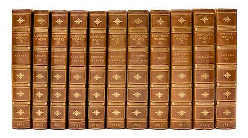 EMERSON, RALPH WALDO. Complete Works. Cambridge, 1883. 11 vols. Bound by Hatchards of Piccadilly.