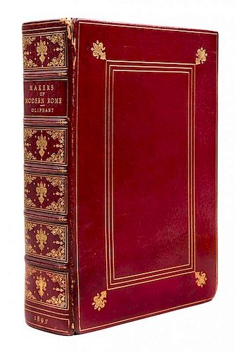 (FORE EDGE PAINTING) OLIPHANT, MRS.  The Makers of Modern Rome. London, 1895. Fore edge painting by Winifred Arthur of Eternal C