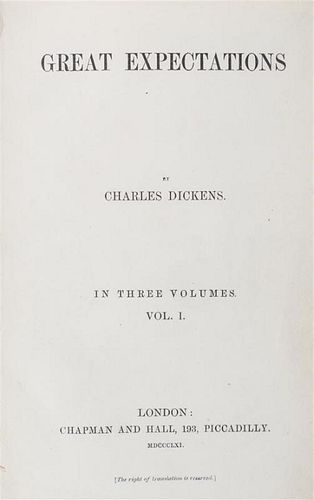 DICKENS, CHARLES. Great Expectations. London, 1861. 3 vols.