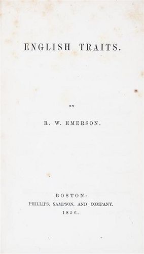 EMERSON, RALPH WALDO. English Traits. Boston, 1856. First edition.
