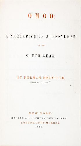 MELVILLE, HERMAN. Omoo. NY, 1847. First American edition.