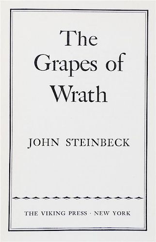 STEINBECK, JOHN. Grapes of Wrath. New York, 1939. First edition.
