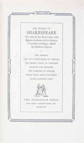 (NONESUCH PRESS) SHAKESPEARE, WILLIAM. The Works. NY, 1929-33. 7 vols.