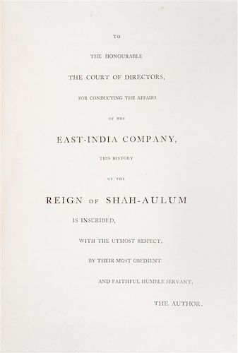 * FRANCKLIN, WILLIAM. History of the Reign of Shah-Alum. London, 1798.