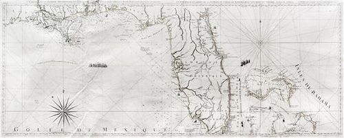 * (MAP) LE ROUGE, GEORGES LOUIS. Carte de la Floride occidentale et Louisiane. Paris, 1777. Engraved map.