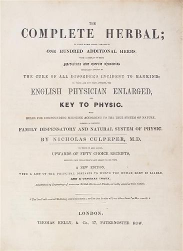 Culpeper, The Complete Herbal. London, n.d. [c. 1850] Complete.