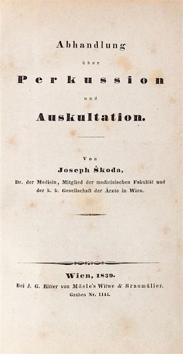 SKODA, JOSEPH. Abhandlung uber Perkussion und Auskultation. Vienna, 1839. First edition.