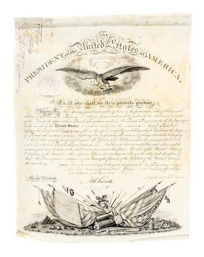 * VAN BUREN, MARTIN. Partially printed document signed. Dated February 20, 1840.