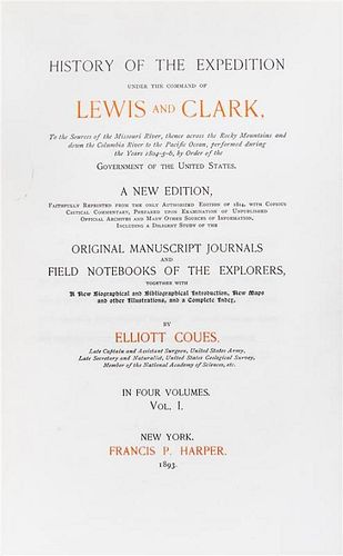 LEWIS AND CLARK'S EXPEDITION. Coues, Elliott. History Of The Expedition. New York, 1893. 4 Volumes, First Edition.
