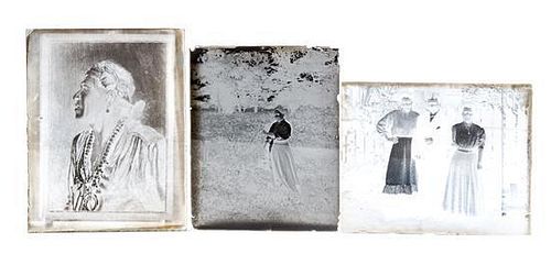 (CHICAGO, PHOTOGRAPHY). A collection of glass plate negatives featuring various individuals, including family photographs. c. 18