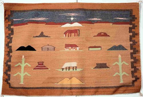 A LATE 20TH CENTURY NAVAJO PICTORIAL WEAVING
