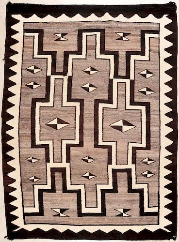 A TWO GRAY HILLS STORM PATTERN NAVAJO RUG