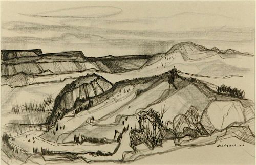 DOEL REED (1895-1985) CONTE SKETCH ON PAPER