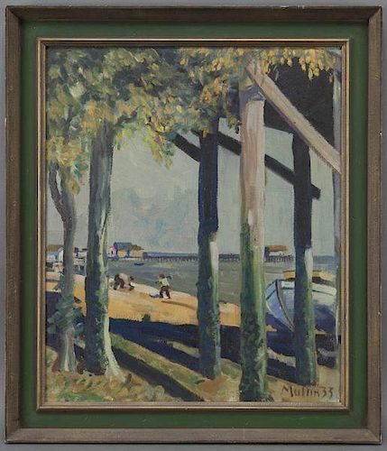Charles Edward Mullin, "View of the Shore" oil on