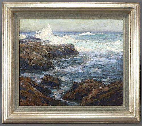Edgar Payne, "Rocky Coastal Scene" oil on canvas.