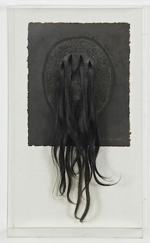 Marisol Escobar (French, b. 1930) "Self-portrait with Hair", 1981