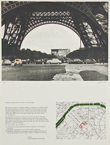 Christo and Jeanne-Claude (1935) "Packed Building, Project for Wrapping the Ecole Militaire, Paris", 1970